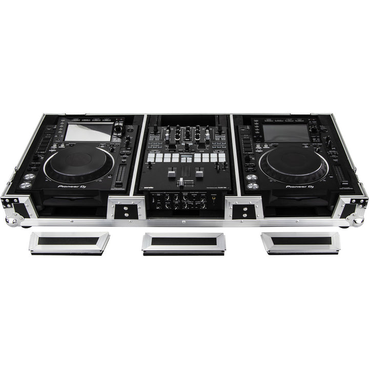 Odyssey FZ10CDJWXD Coffin Flight Case for 10” DJ Mixer & 2x Media Players - Silver and Black