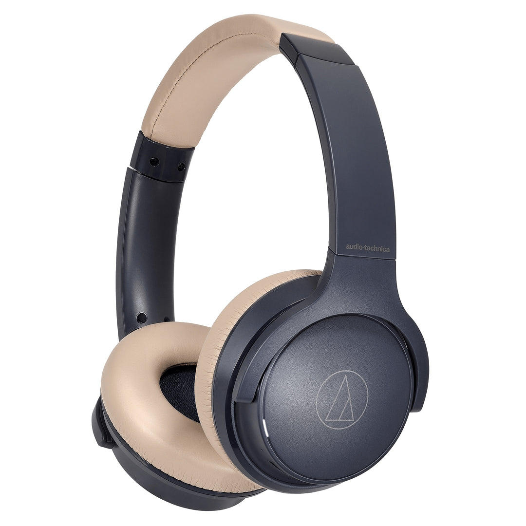 Audio-Technica Consumer ATH-S220BT Wireless On-Ear Headphones - Navy/Beige