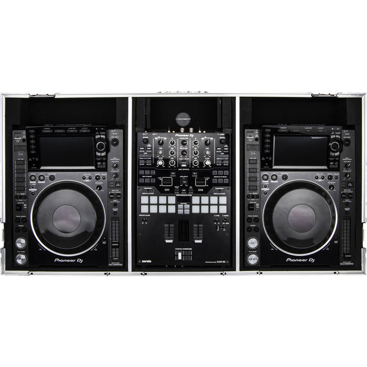 Odyssey FZ10CDJWXD Coffin Flight Case for 10” DJ Mixer & 2x Media Players - Silver and Black