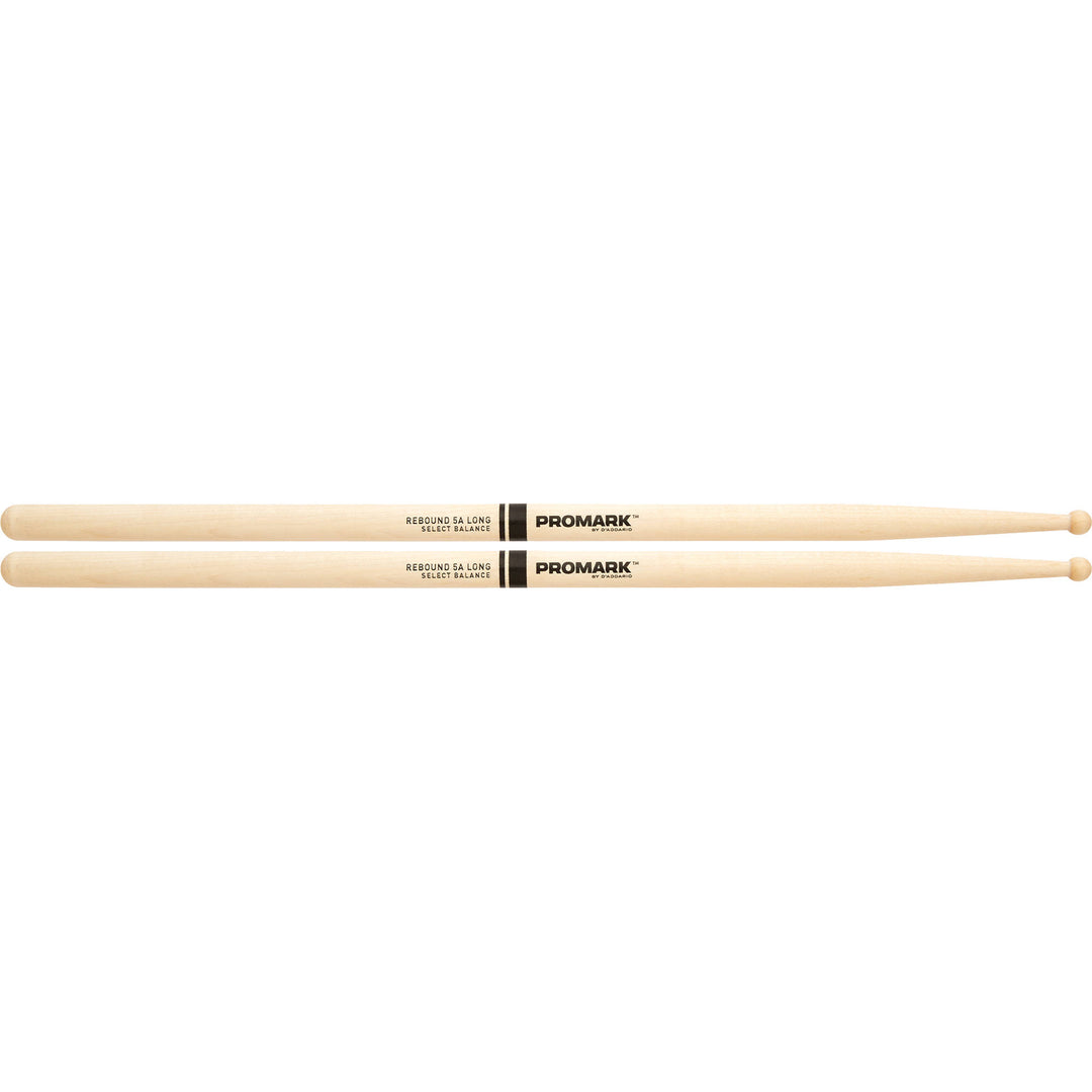 Promark RBM565LRW -Promark Rebound 5A LONG (.565" ) Maple Drum Sticks With Round Wood Tips