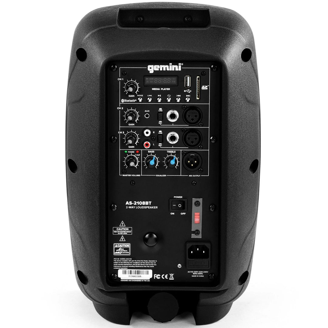 Gemini AS-21 Active 8” Powered Speaker w/ Bluetooth