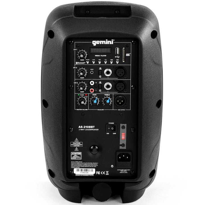 Gemini AS-21 Active 8” Powered Speaker w/ Bluetooth