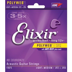 Elixir 11075 Acoustic Guitar 6 String PolyWeb Light/Medium