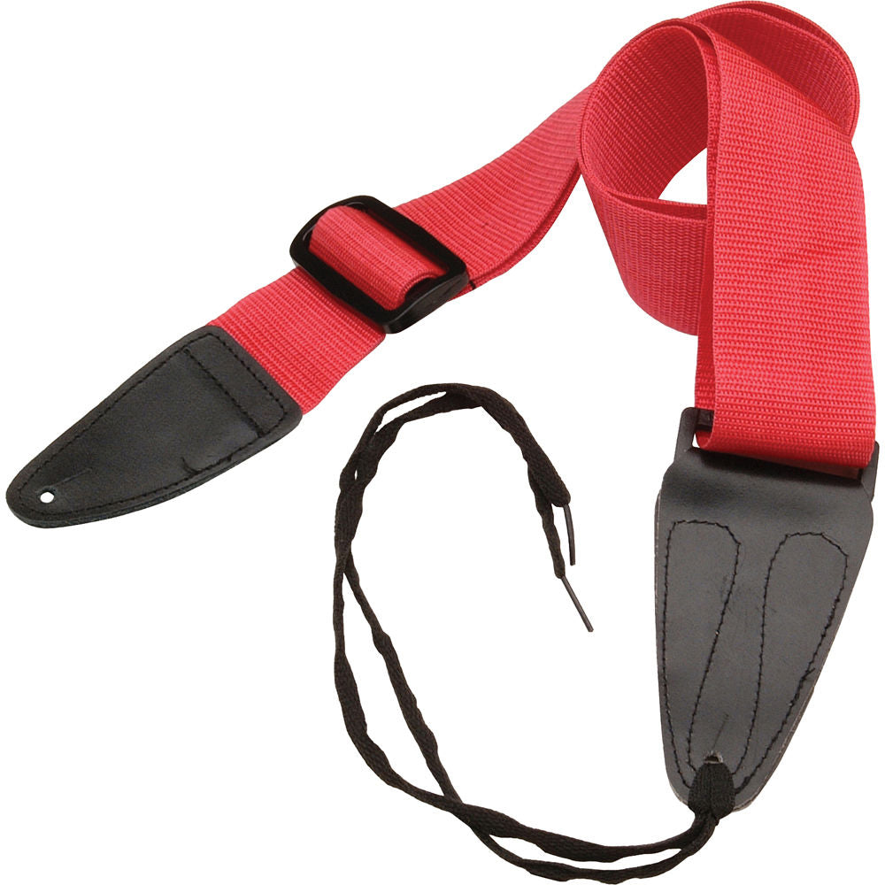 On-Stage GSA10 Guitar Strap with Leather Ends - Red