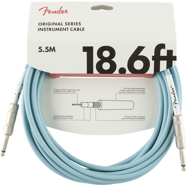 Fender Original Series Instrument Cables - Daphne Blue - 18.6ft