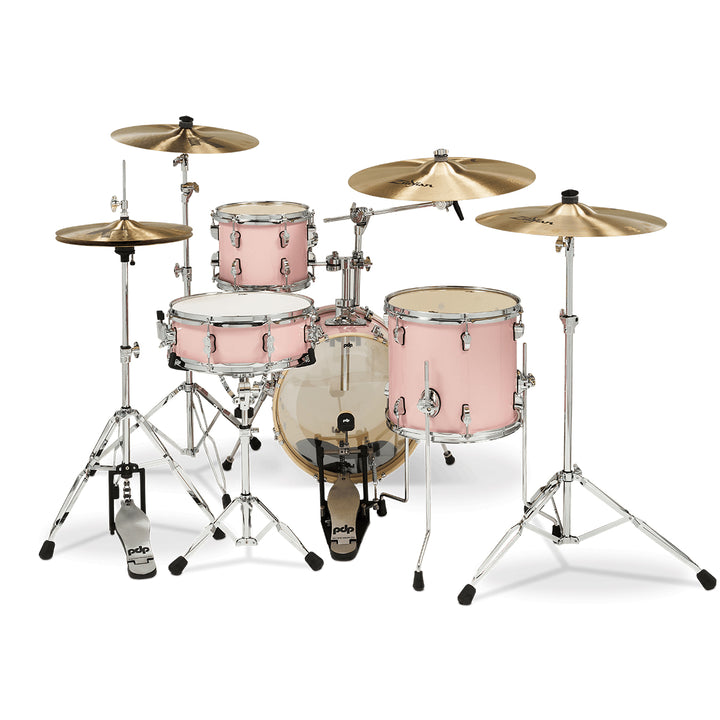 PDNY1604PR- PDP New Yorker 4-Piece Kit FinishPly Shell Pack (14x16 w/ BDM, 8x10, 12x13FT, 5x14 Snare) - Pale Rose Sparkle