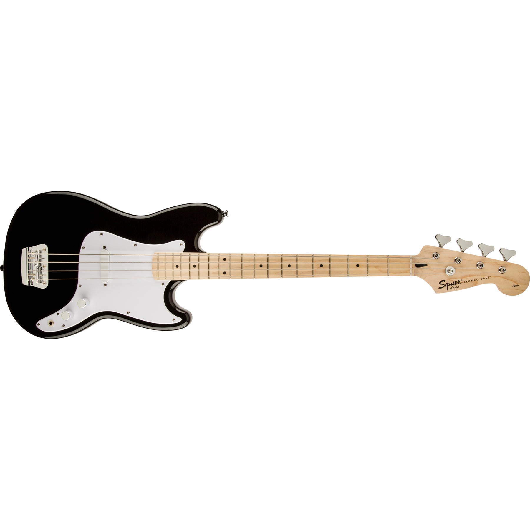 Squier Bronco Bass, Maple Fingerboard, White Pickguard, Black