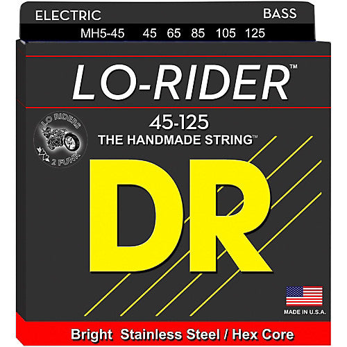 DR Strings MH5-45 (Medium 5's) - LO-RIDER  - Stainless Steel Bass: 45, 65, 85, 105, 125