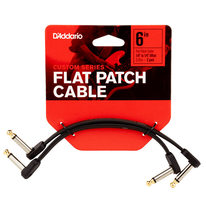 D'Addario Flat Patch Cable 6-Inch Offset Right-Angle (Pair)