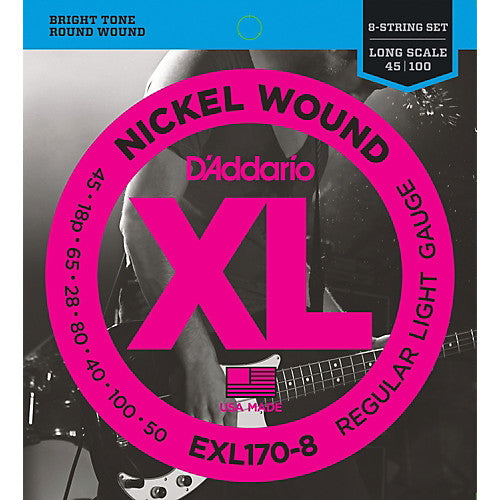 D'Addario EXL170-8 - SET BASS XL 45-100 LONG 8STR