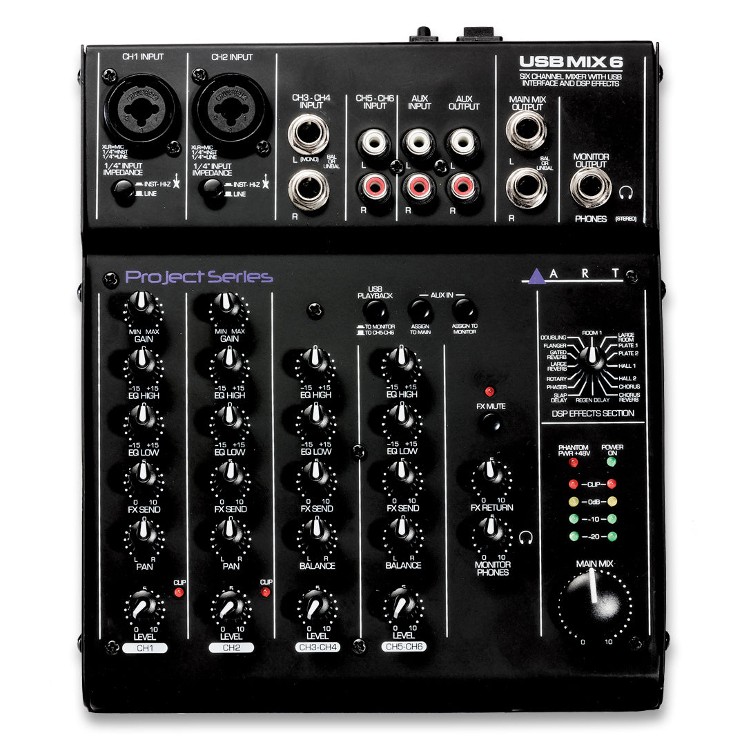ART 6 CH USB RECORDING MIXER W/FX