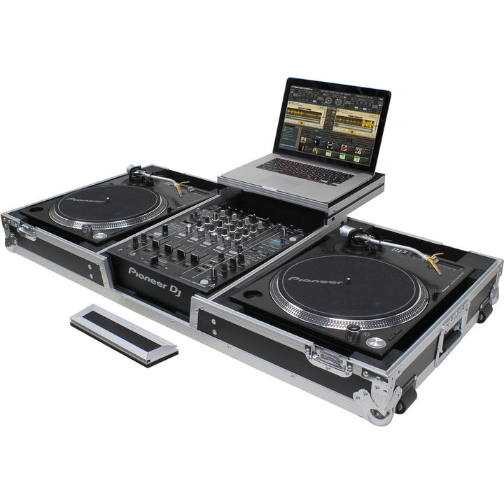Odyssey FZGSLBM12WR Flight Zone Low Profile Glide Style DJ Coffin for 12” Mixer, 2x Turntables (Battle) & 2U Rack