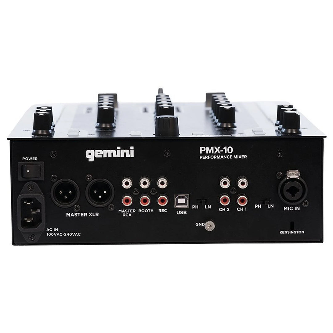 Gemini PMX-10 Battle-Style 2-Channel Digital DJ Mixer w/ USB MIDI Interface