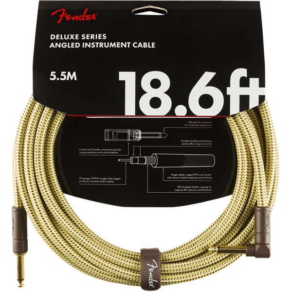 Fender Deluxe Series Instrument Cable, Tweed - 18.6ft