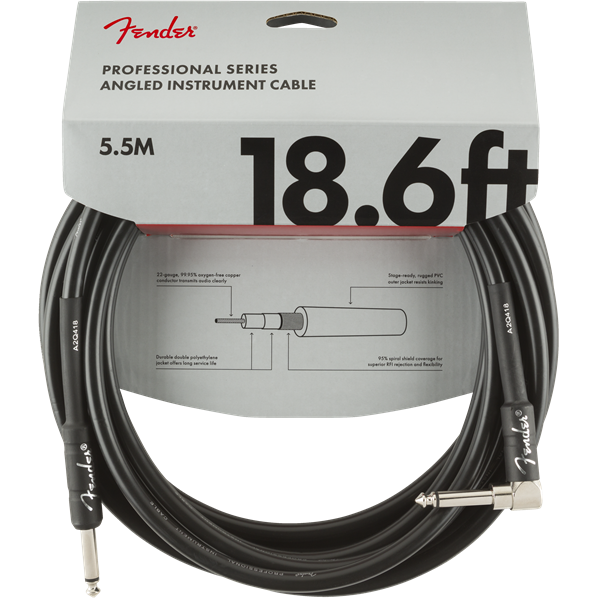 Fender Professional Series Instrument Cable - Black - 18.6ft