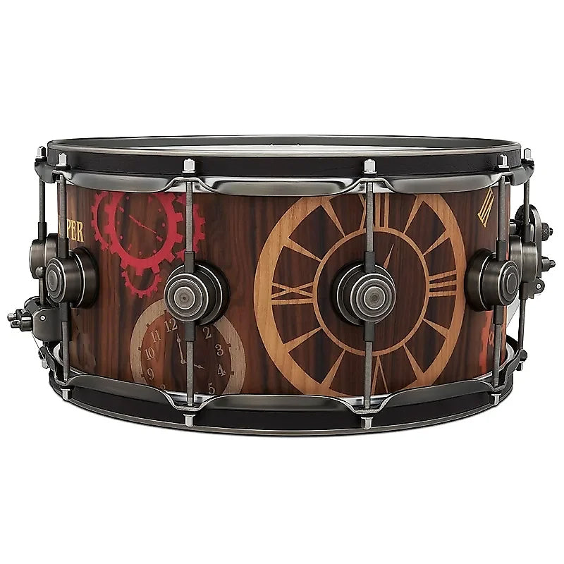 DW Collector's Series Specialty Snare Drum Time Keeper Inlay w/ Antique Bronze Hardware - 6.5x14
