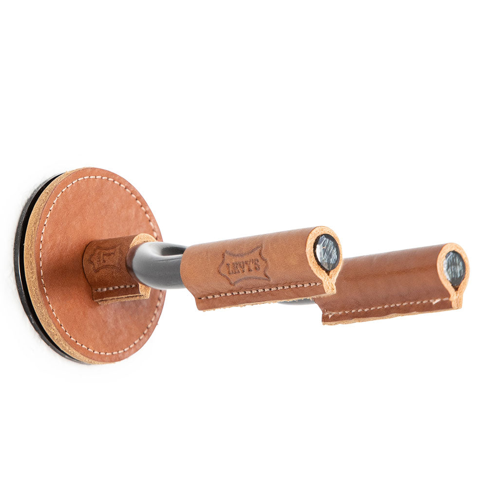Levy's Forged Guitar Hanger - Black w/ Tan Leather