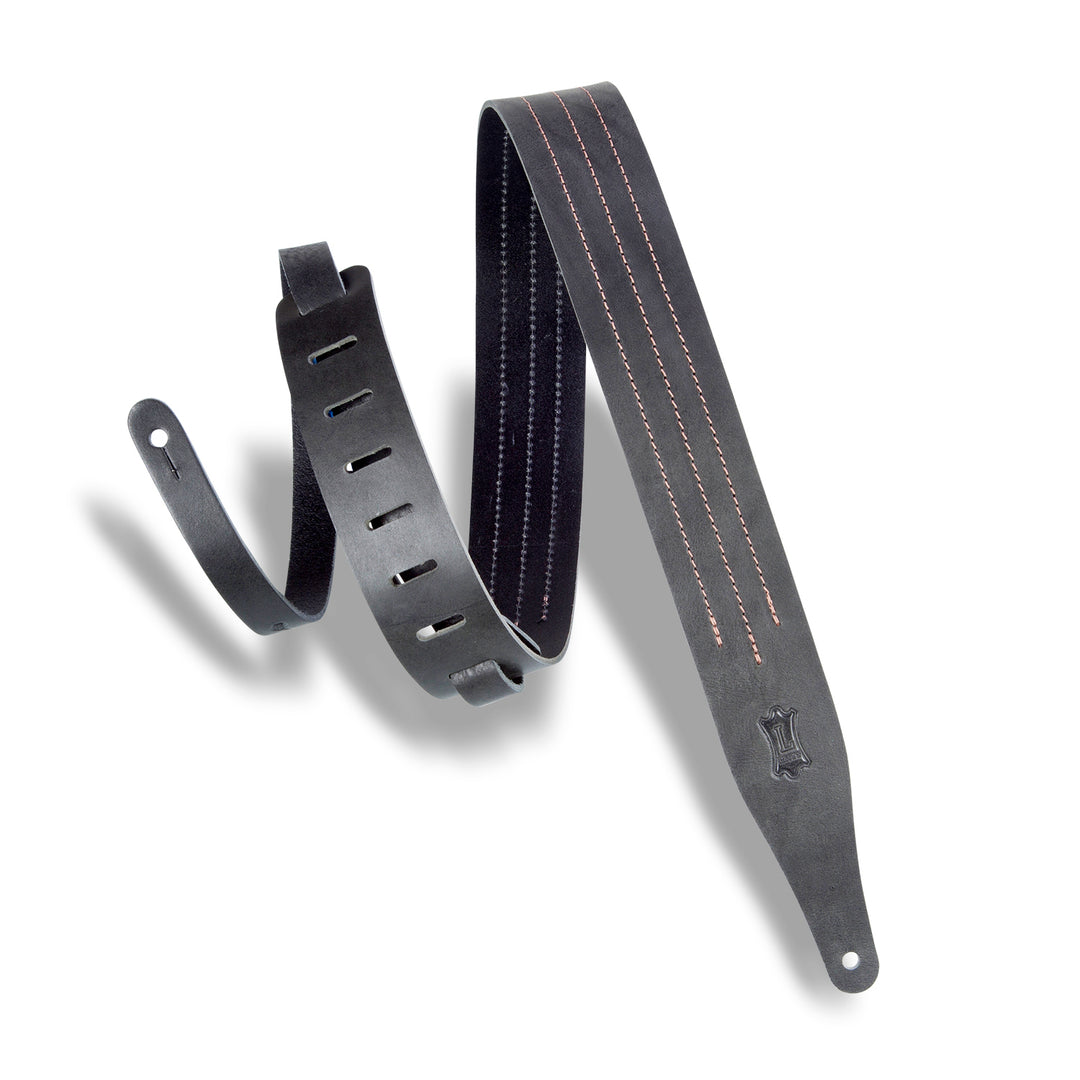 Levy's MV217TS-BLK_BLK Veg-tan Leather Guitar Straps