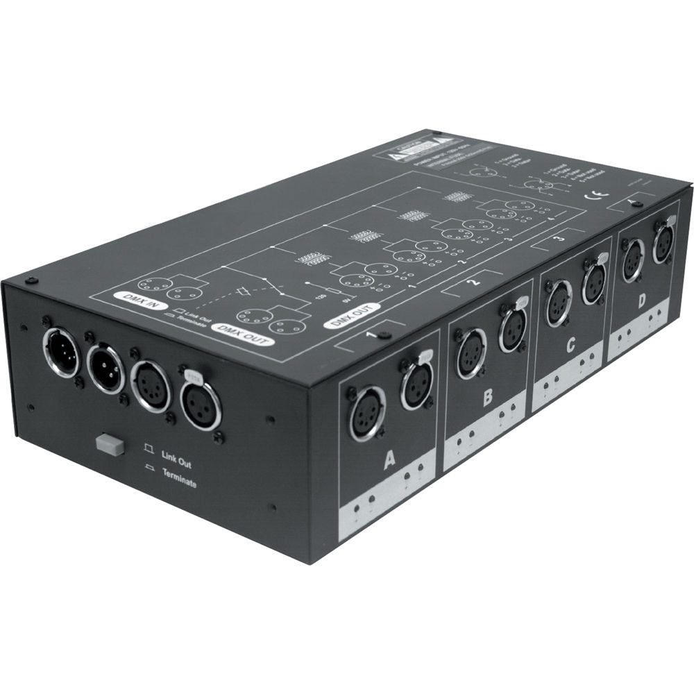 Elation DMX-BRANCH-4 - 4 Way DMX Isolator/Splitter -1 in x 4 Out w/3&5 Pin XLR