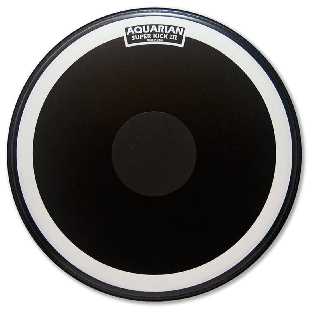 Aquarian SKIII18BK - 18'' BLK COATED 1 PLY SUPER KICK    WITH POWER DOT DRUMHEAD