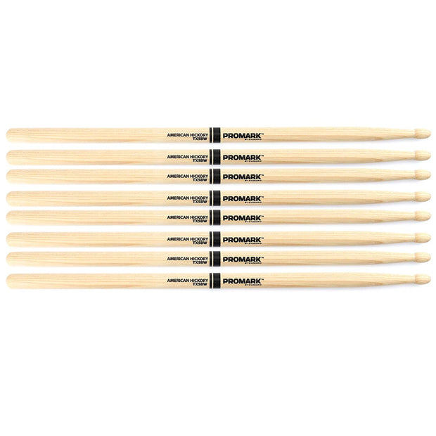 Promark TX5BW FORWARD 5B Lacquered Hickory Wood Tip Drumstick (4-Pairs)