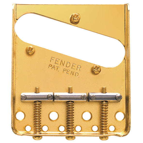 Fender Bridge Assembly 3-Saddle for American Vintage Telecaster - Gold w/ Chromed Brass Saddles