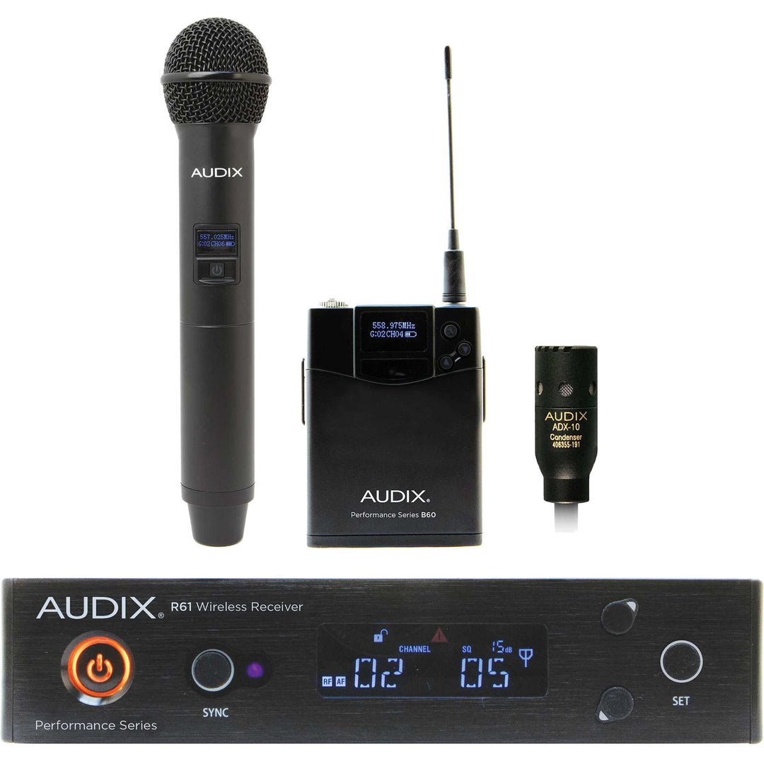 Audix AP61 OM2 L10 Handheld and Lavalier Combo True-Diversity Wireless Microphone System (A: 522 MHz – 586 MHz)