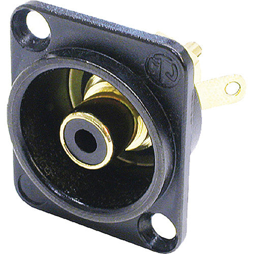Neutrik NF2D-B-0 - Black Panel Mount RCA Jack with Black Isolation Washers