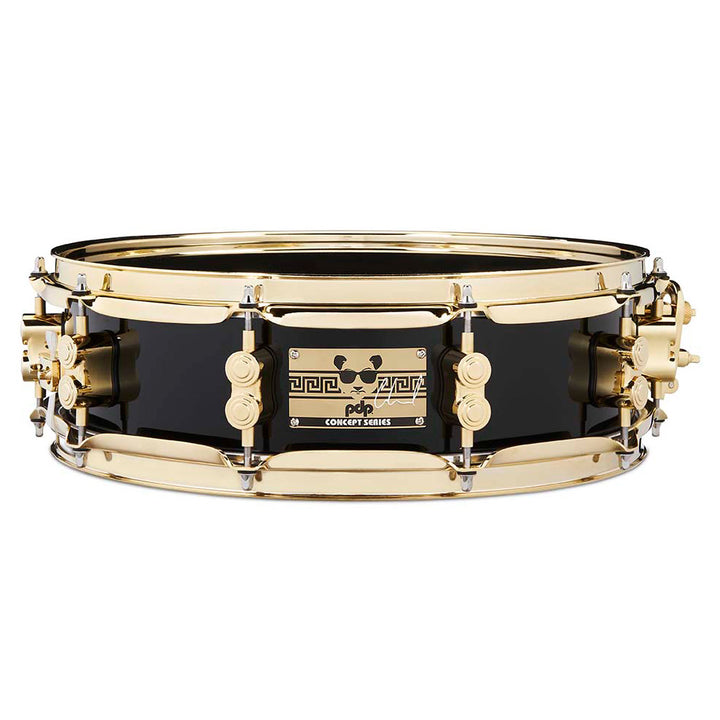 PDP Eric Hernandez European 6-Ply Maple Signature Edition 4x14 Snare Drum - Piano Black Lacquer w/ Gold Hardware