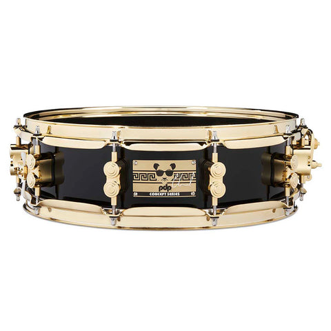 PDP Eric Hernandez European 6-Ply Maple Signature Edition 4x14 Snare Drum -  Piano Black Lacquer w/ Gold Hardware