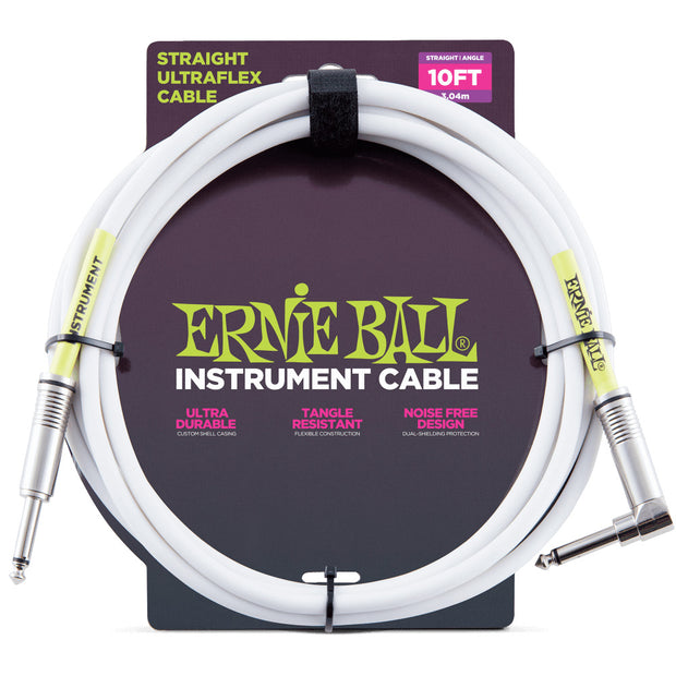 Ernie Ball Instrument Cable Straight/Angle White - 10’