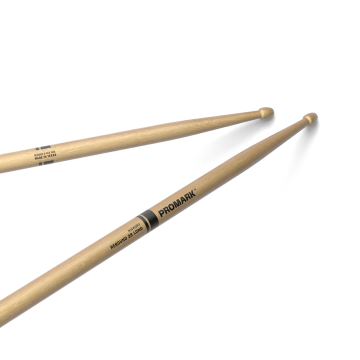 Promark RBH625LAW-Promark Rebound 2B Long Hickory Drumsticks, Acorn Wood Tip