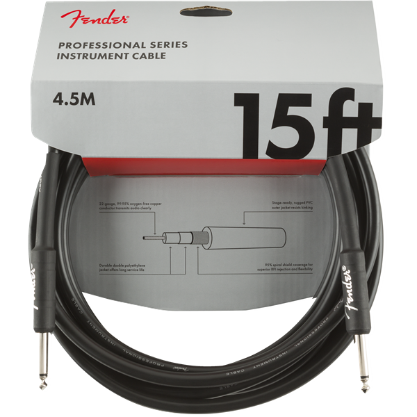 Fender Professional Series Instrument Cable - Black - 15ft