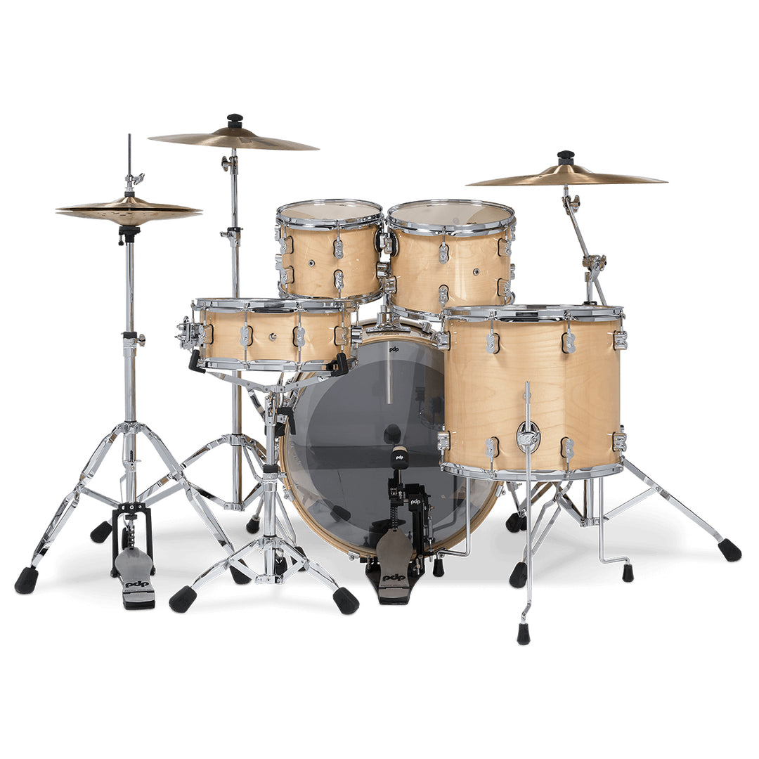 PDP Concept Maple Lacquer CM5 5-Piece Kit Shell Pack w/ Chrome Hardware (18x22 w/ BDM, 8x10, 9x12, 14x16FT, 5.5x14 Snare) - Natural Lacquer