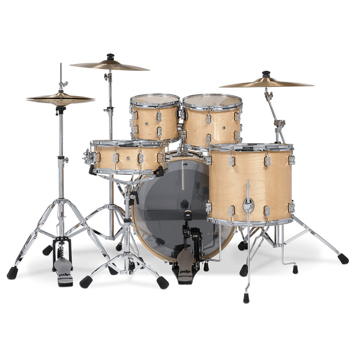 PDP Concept Maple Lacquer CM5 5-Piece Kit Shell Pack w/ Chrome Hardware (18x22 w/ BDM, 8x10, 9x12, 14x16FT, 5.5x14 Snare) - Natural Lacquer