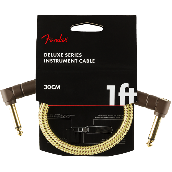 Fender Deluxe Series Instrument Cable, Tweed - 1ft