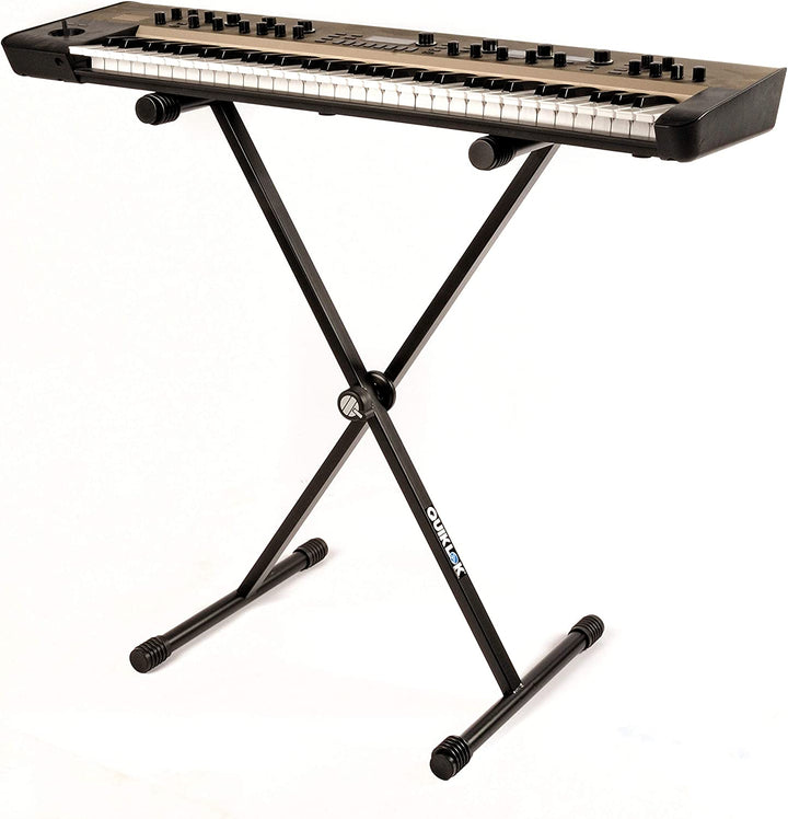 Quiklok T-10BK T-reX single braced 1 tier keyboard stand with ''DINO-BITE'' Locking Disc (Black)