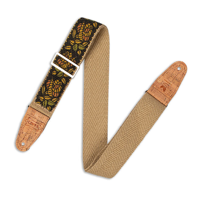 Levy's MH8P-010 Hemp Guitar Strap – Rosa Yellow / Orange / Black