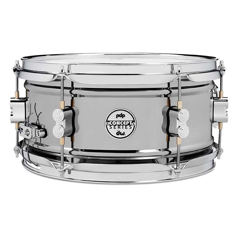 PDP Concept Metal 6x12 Snare Drum Dual-Beaded 1mm Rolled Black Nickel Over Steel w/ Chrome Hardware