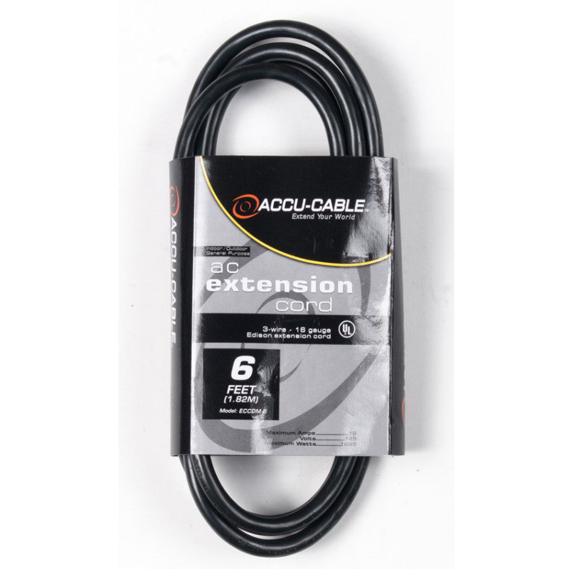 Accu-Cable ECCOM Series IEC Power Extension Cable 6 Feet