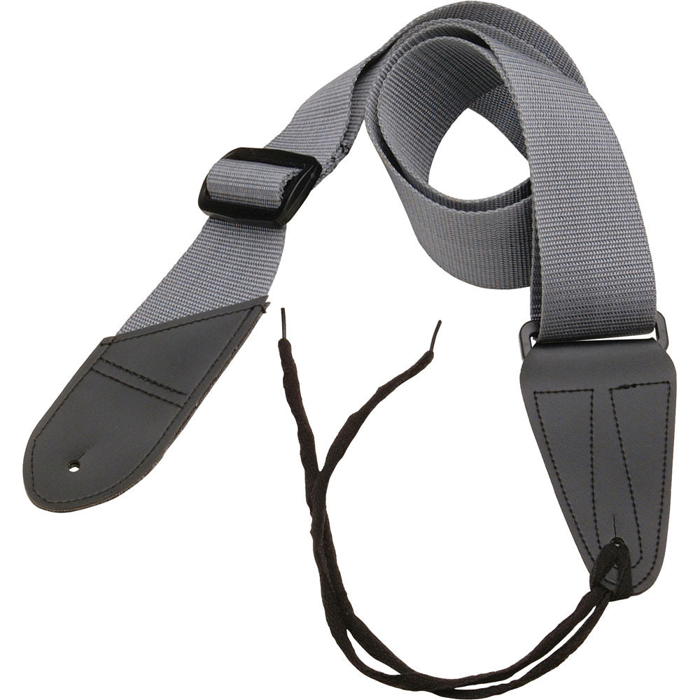 On-Stage GSA10 Guitar Strap with Leather Ends - Grey