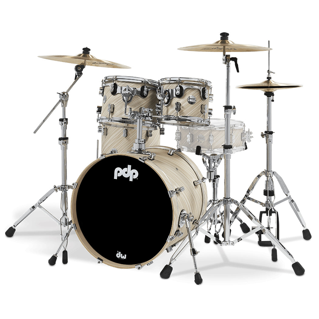PDP Concept Maple Finish Ply CM Fusion Kit Shell Pack w/ Chrome Hardware (16x20 w/ BDM, 8x10, 9x12, 14x14FT) - Twisted Ivory
