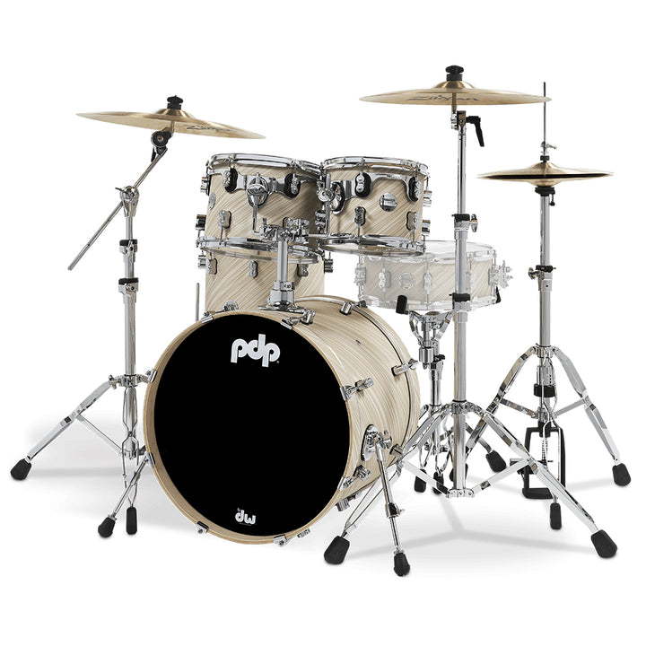 PDP Concept Maple Finish Ply CM Fusion Kit Shell Pack w/ Chrome Hardware (16x20 w/ BDM, 8x10, 9x12, 14x14FT) - Twisted Ivory