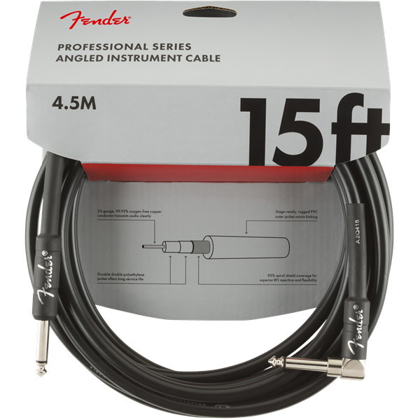 Fender Professional Series Instrument Cable - Black - 15ft