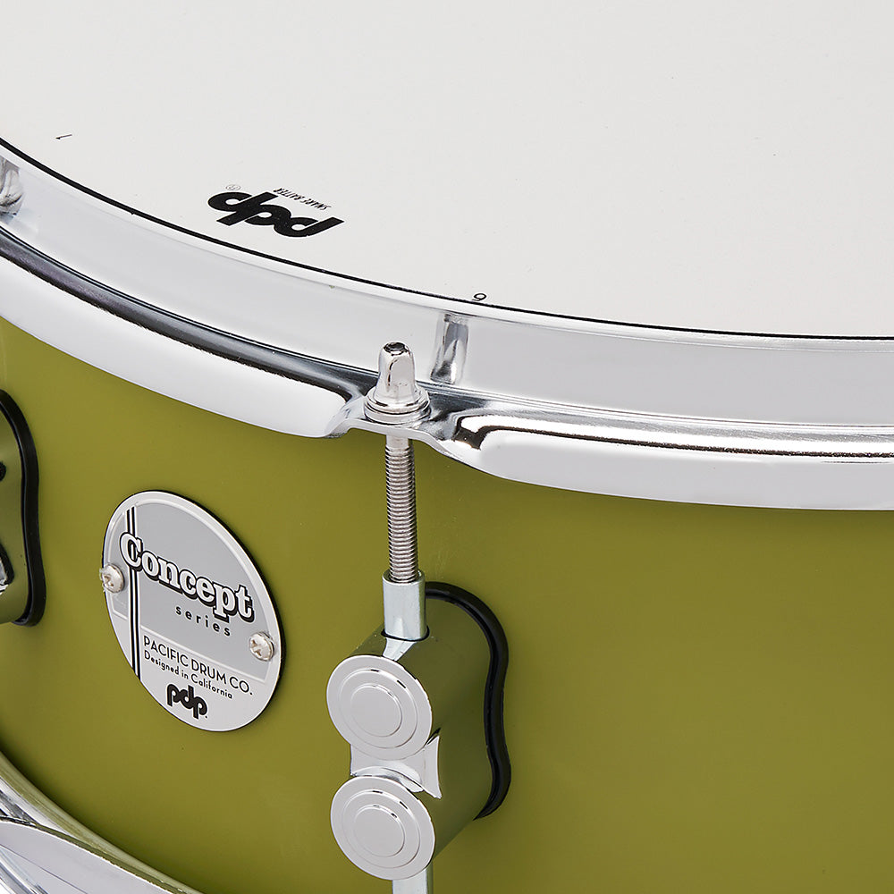PDP Concept Maple Finish Ply 5.5x14 Snare Drum w/ Chrome Hardware - Satin Olive