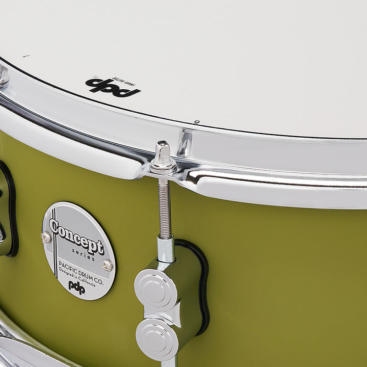 PDP Concept Maple Finish Ply 5.5x14 Snare Drum w/ Chrome Hardware - Satin Olive
