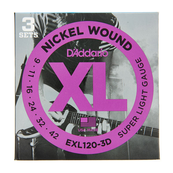 D'Addario EXL120-3D - 3-PACK ELEC GTR XL SUP LITE
