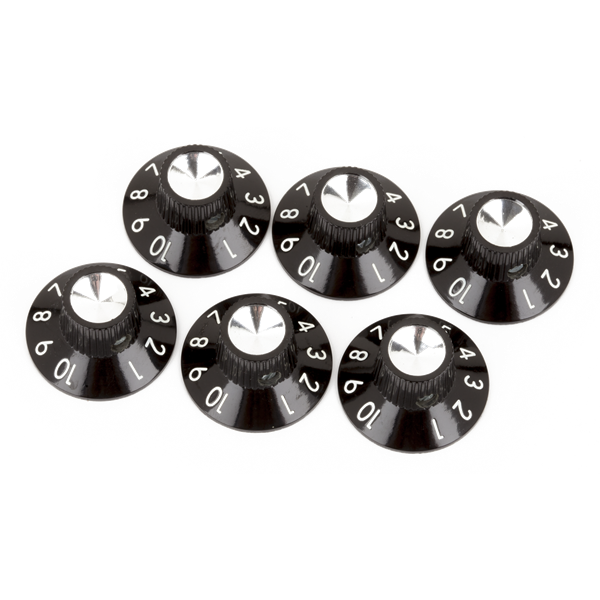 Fender Pure Vintage Black-Silver Skirted Amplifier Knobs - Black