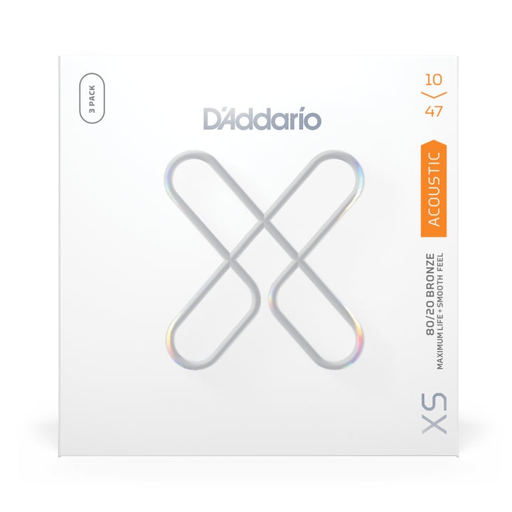 D'Addario XS ACOUSTIC GUITAR STRINGS - PHOSPHOR BRONZE, X-LIGHT (3-PACK)