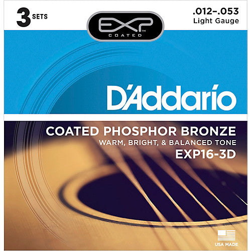 D'Addario EXP16-3D - 3-PACK ACOUS EXP PHOS BRZ LITE